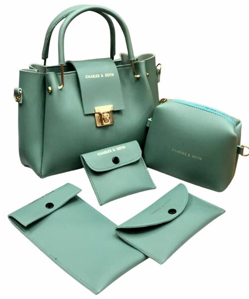 Stylish Women's Faux Leather Hand Bag Set - 5 Pcs