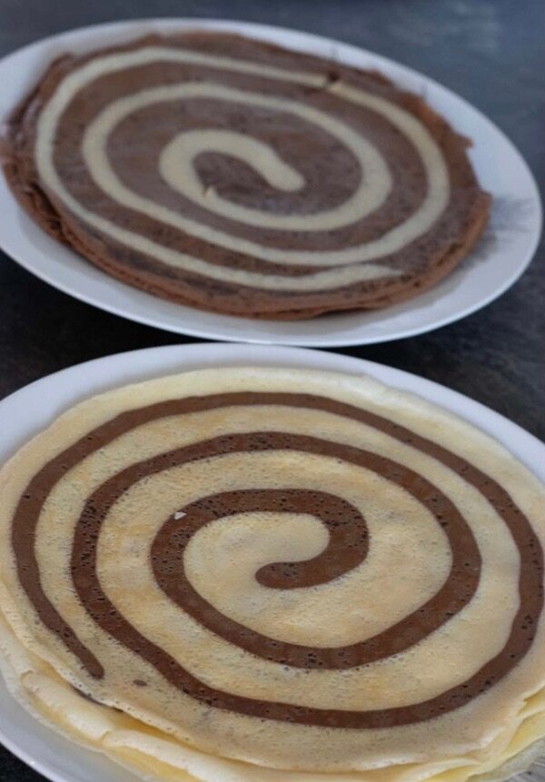 Crêpes spirales chocolat-vanille