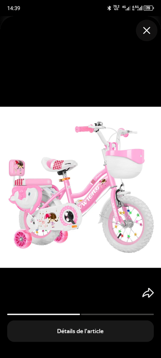 Petite bicyclette rose enfant