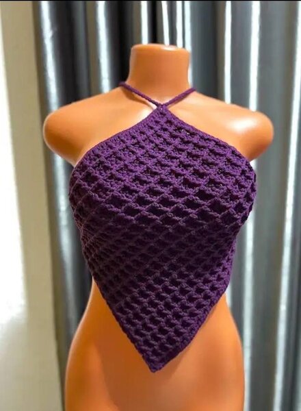 Top crochet bohème coloré