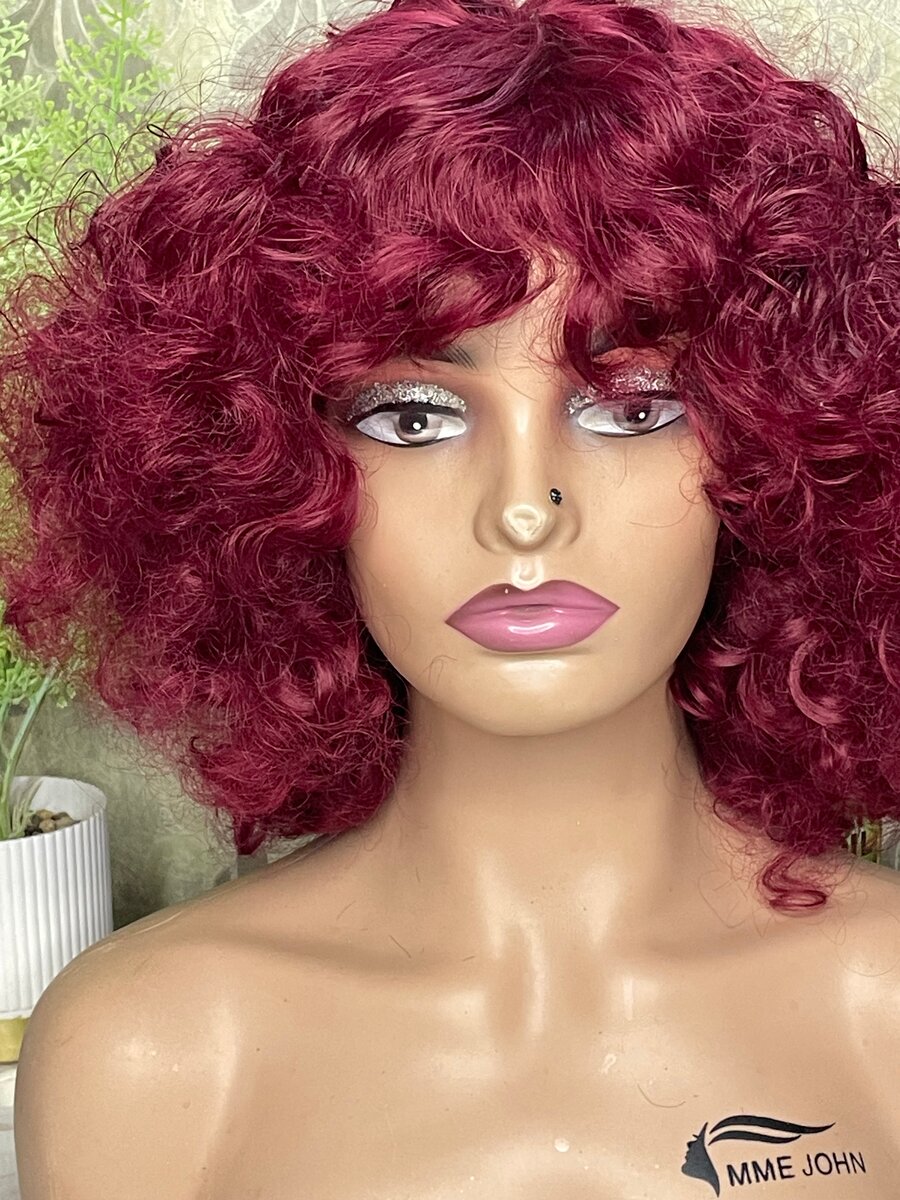 Perruque Bouclée Rouge Vif