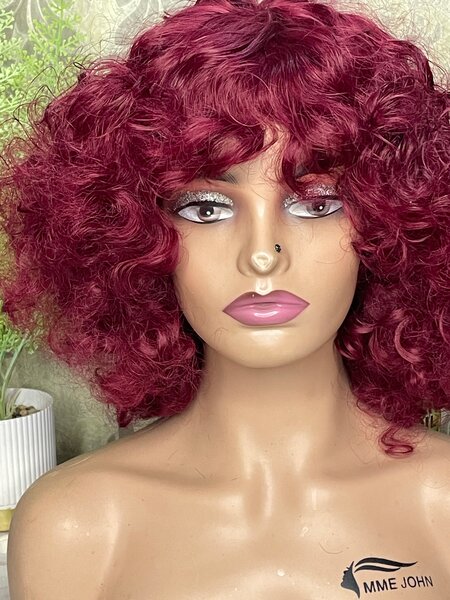 Perruque Bouclée Rouge Vif