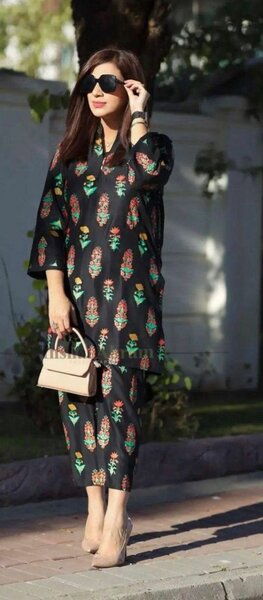 2 pcs women's Stitched printed suit