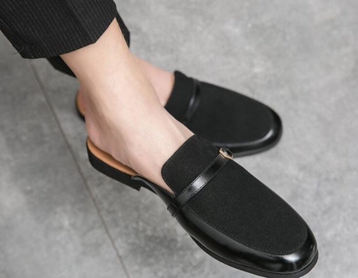 Men's Fashion Casual Toe Half Slipper Leather Shoes