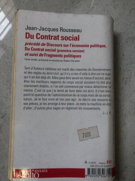 Du contrat social de JEAN-JACQUES ROUSSEAU