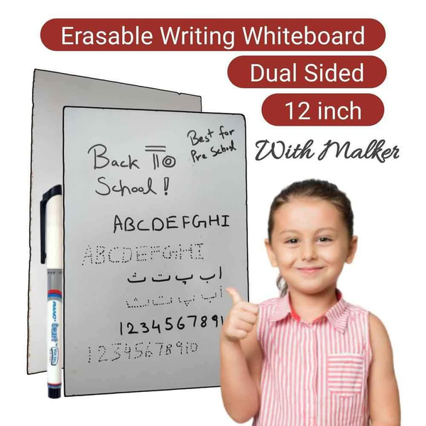Dual size erasable White board plus marker 12 inch