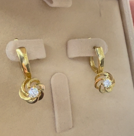 Классические серьги из желтого золота