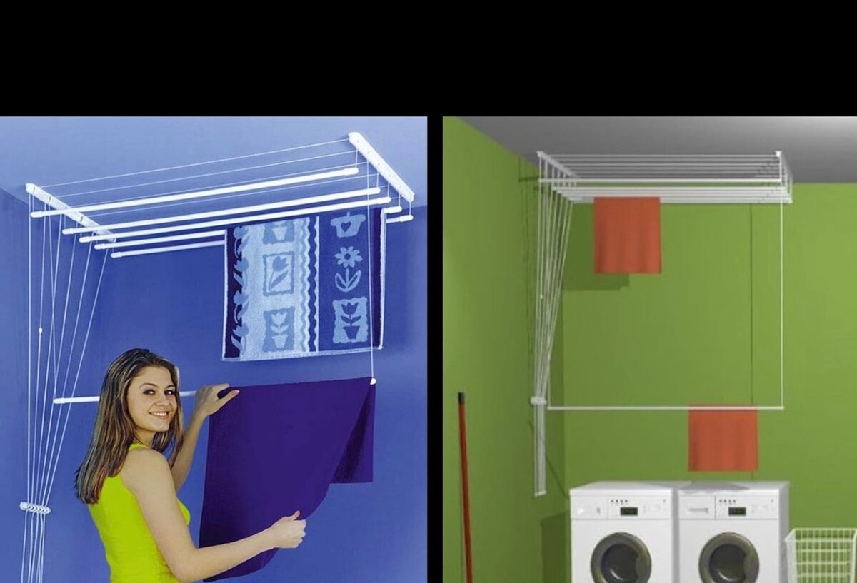 étendoir à Linge Suspendu au Plafond 7 Barres (Largeur 59 cm