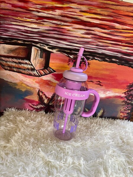 Bouteille réutilisable paille