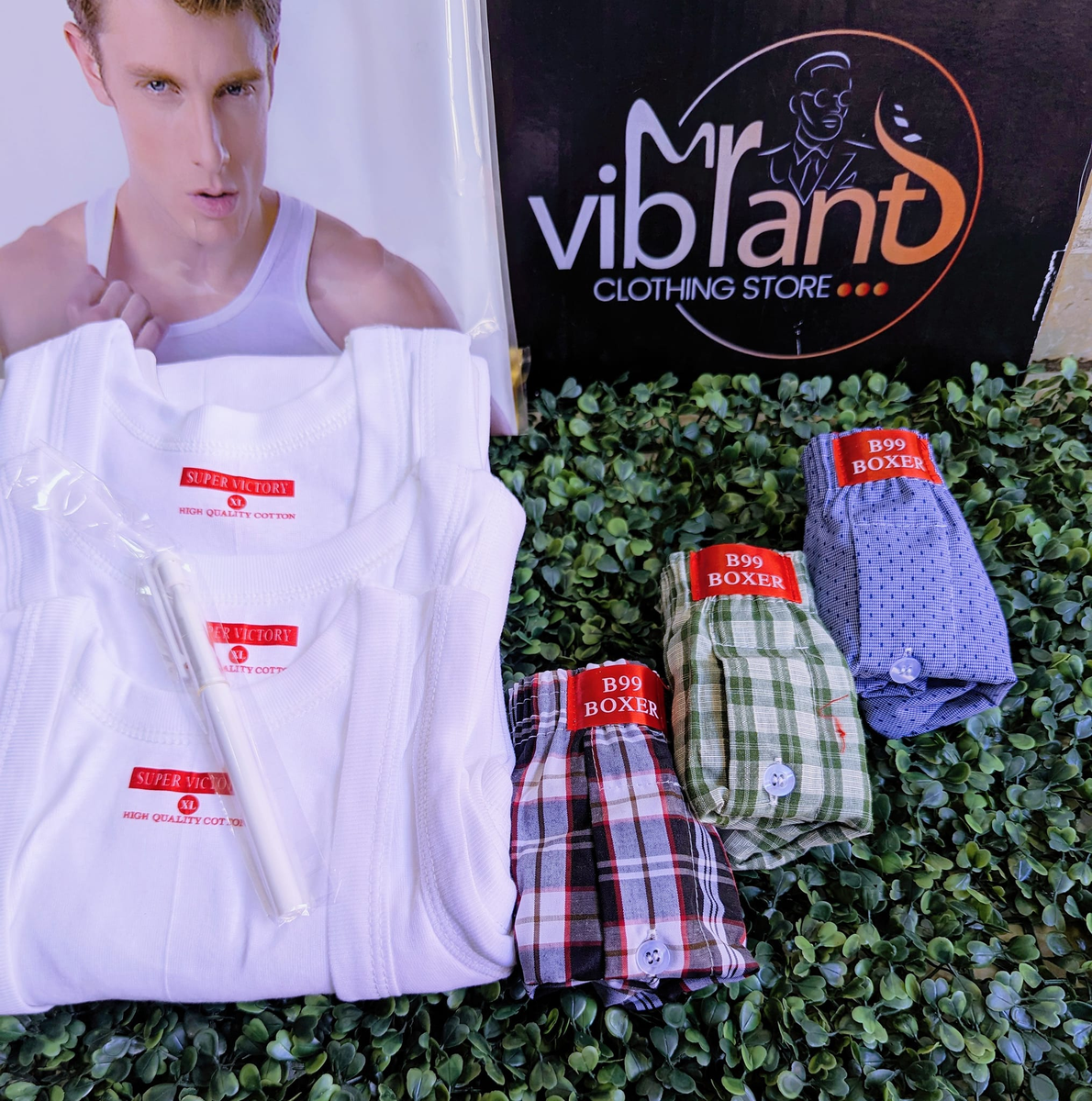 Combo of 3 set of vests and 3 set of boxers