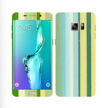 Samsung Galaxy S6 Edge Green Stripped Wooden Texture Mobile Skin