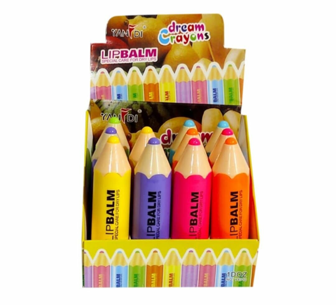 Yandi dream crayon lip balm 12 piece pack