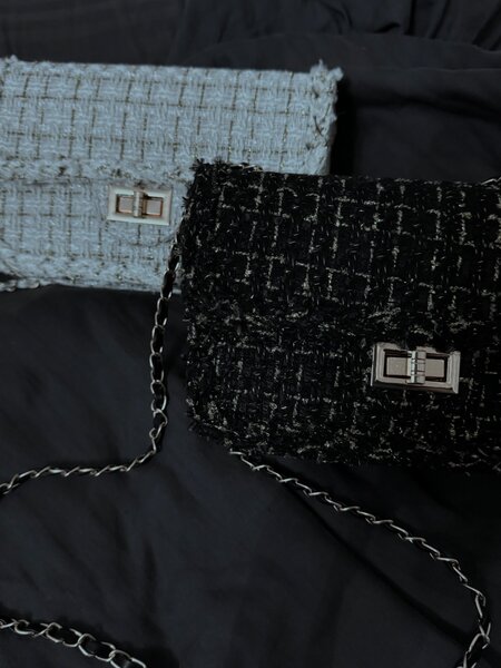 Новые твидовые сумки в белом и черном цвете