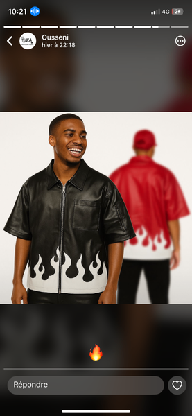 Chemise en simili cuir flamme