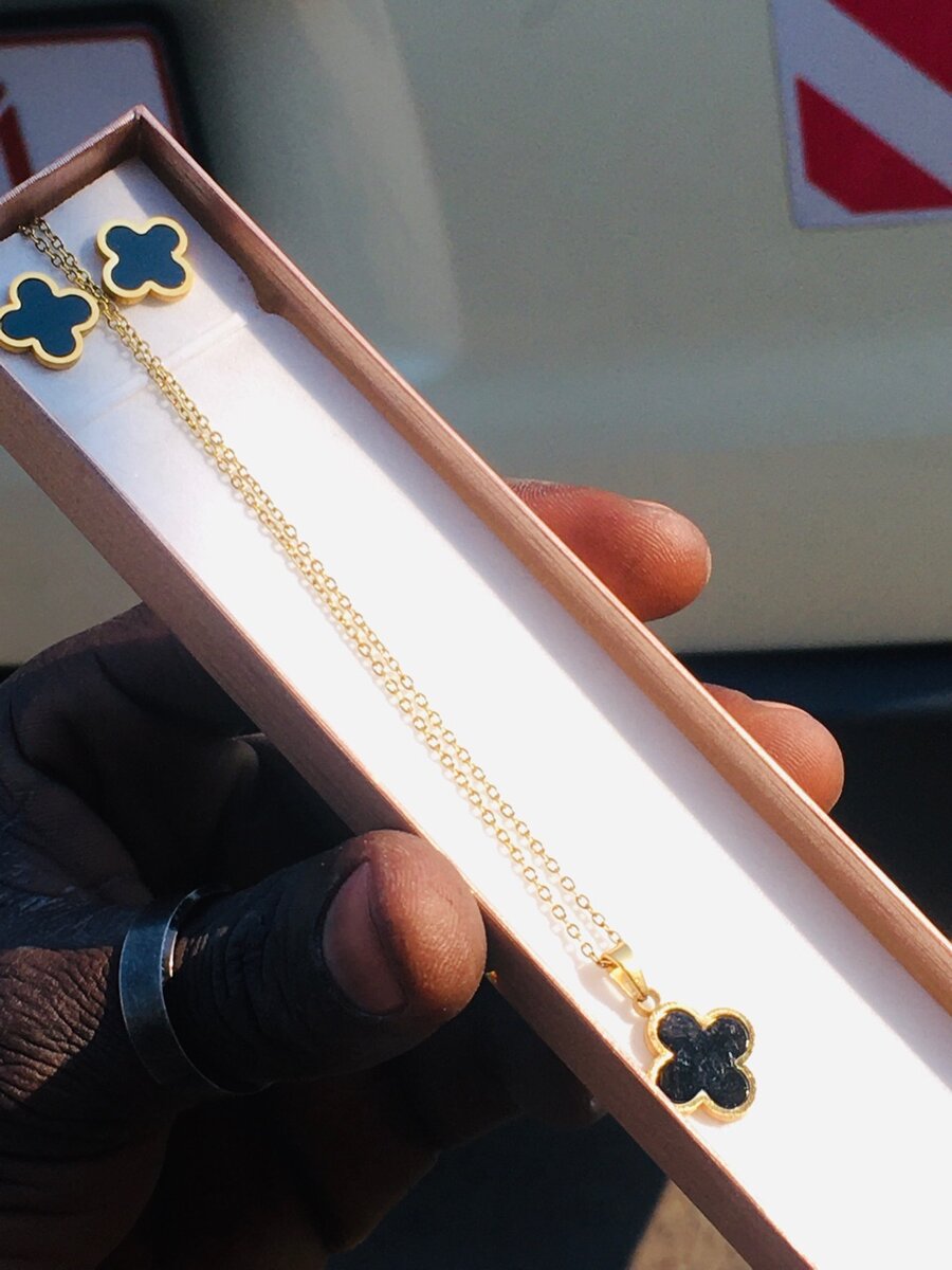 Cloverleaf necklace and earrings stainless steel