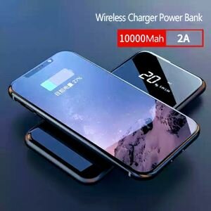 Chargeur Sans Fil 10000mAh Qi PowerBank Support 10W Sans Fil à Charge Rapide Portable - Noir