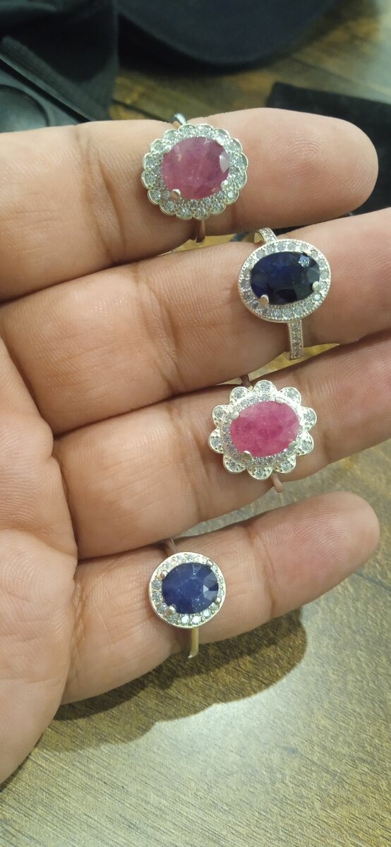 Original silver 925 ruby and sapphire rings