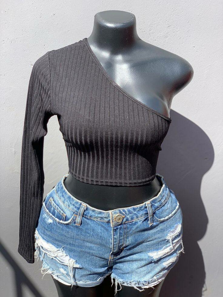 Top asymétrique côtelé femme