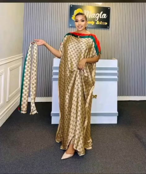 Women's Long Dress with Print and Headband