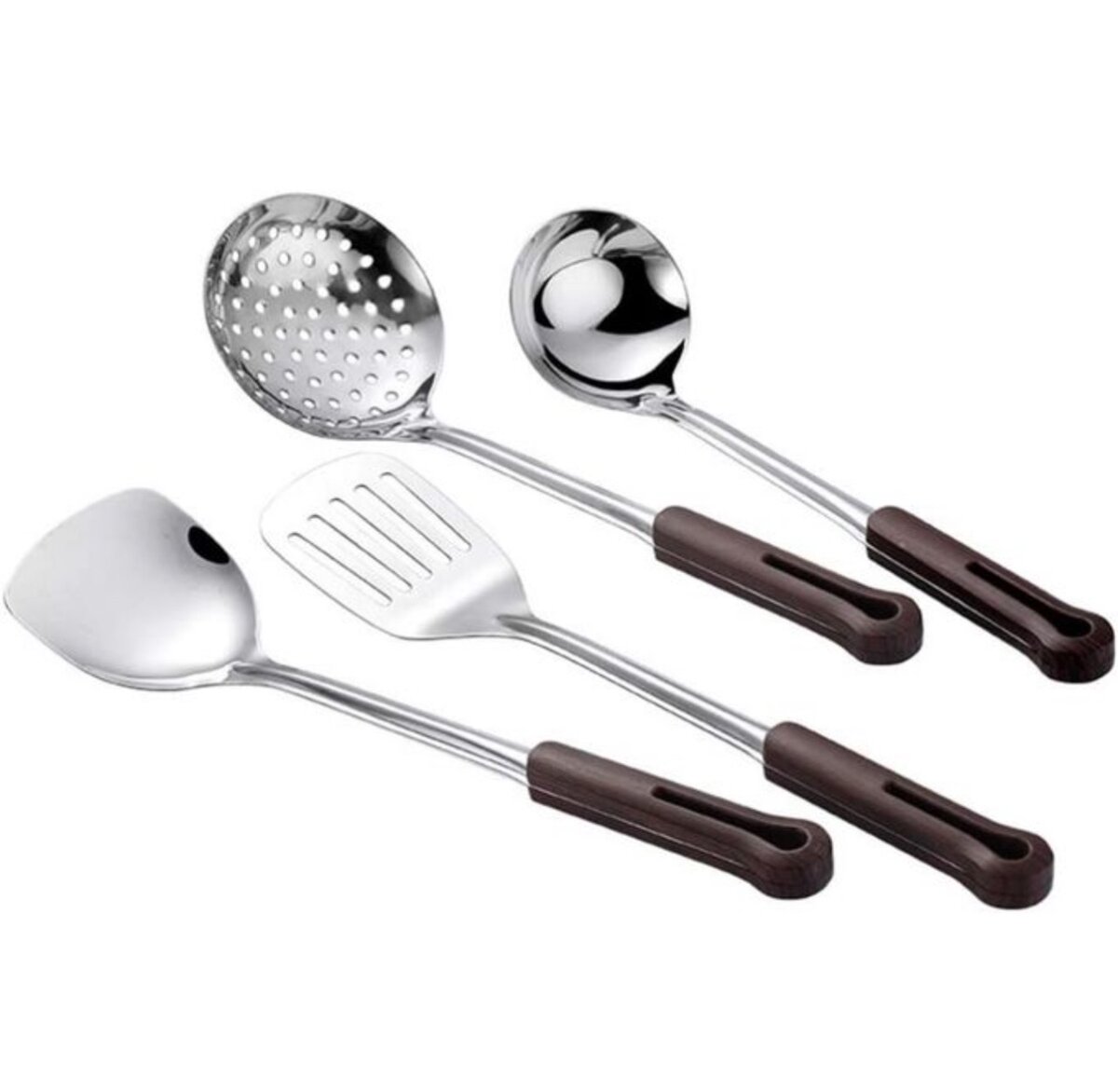 Set of Colander - 4 Pcs - Silver/Brown