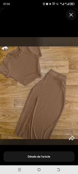 Ensemble jupe et haut brun