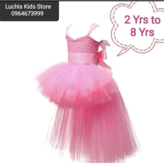 Girls' pink, tutu dress with long back and short front