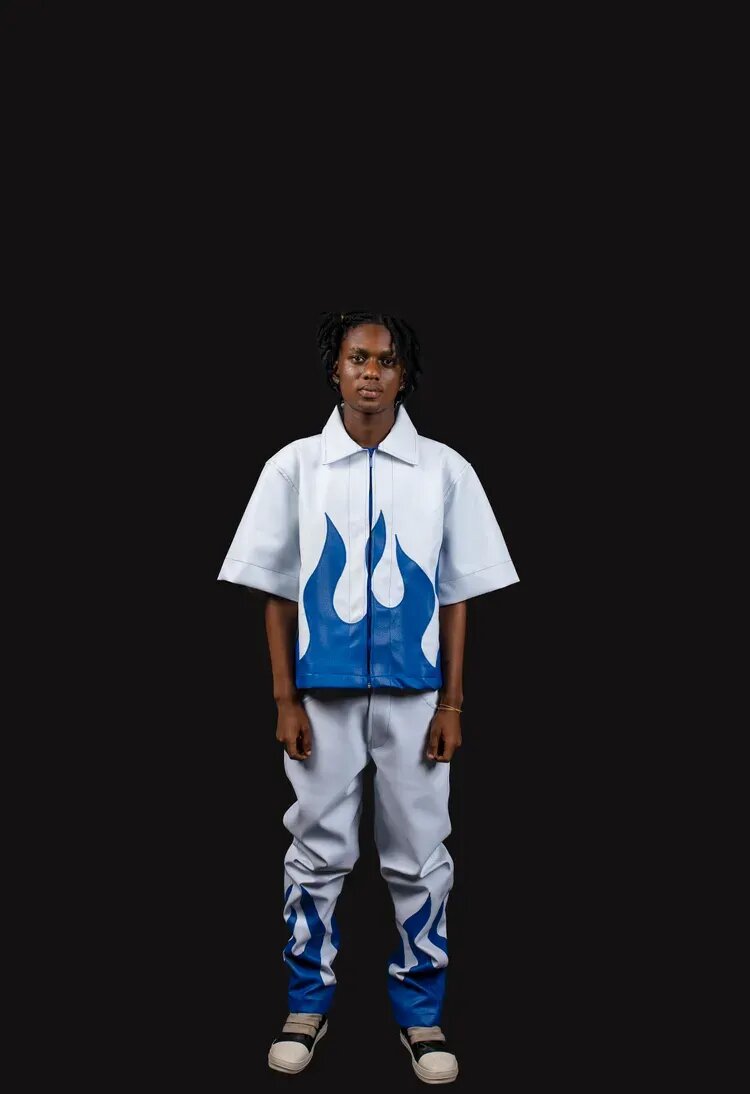 Pleather Flame top and Down