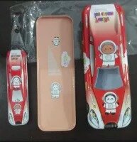 Car Geometry Box Double Layered Metal Pencil Box for Organizing Stationery Gift for kids School Stationary