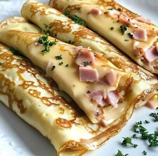 Crêpes fourrées jambon fromage