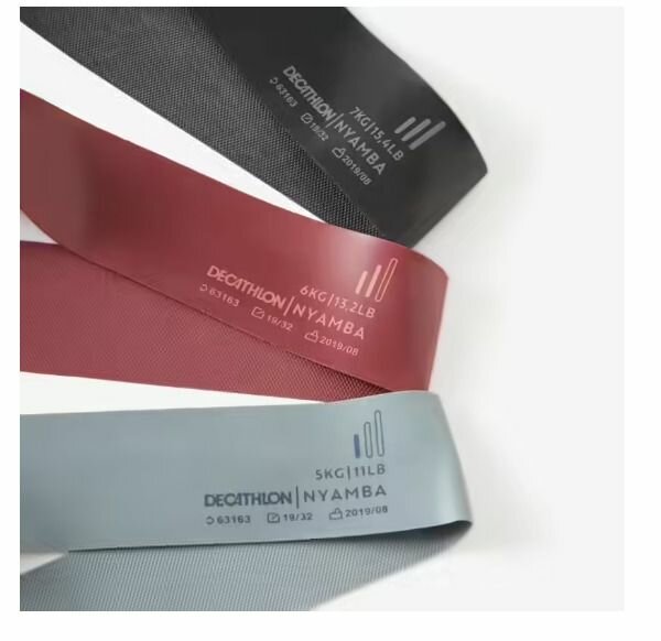 Fitness resistance bands three-pack 5-6-7 kg - grey/burgundy