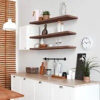 3 Piece Floating Shelf Set of 3 wall hanging wooden piece decoration shelves racks bookcase and shelving kitchen usage wall decor holder