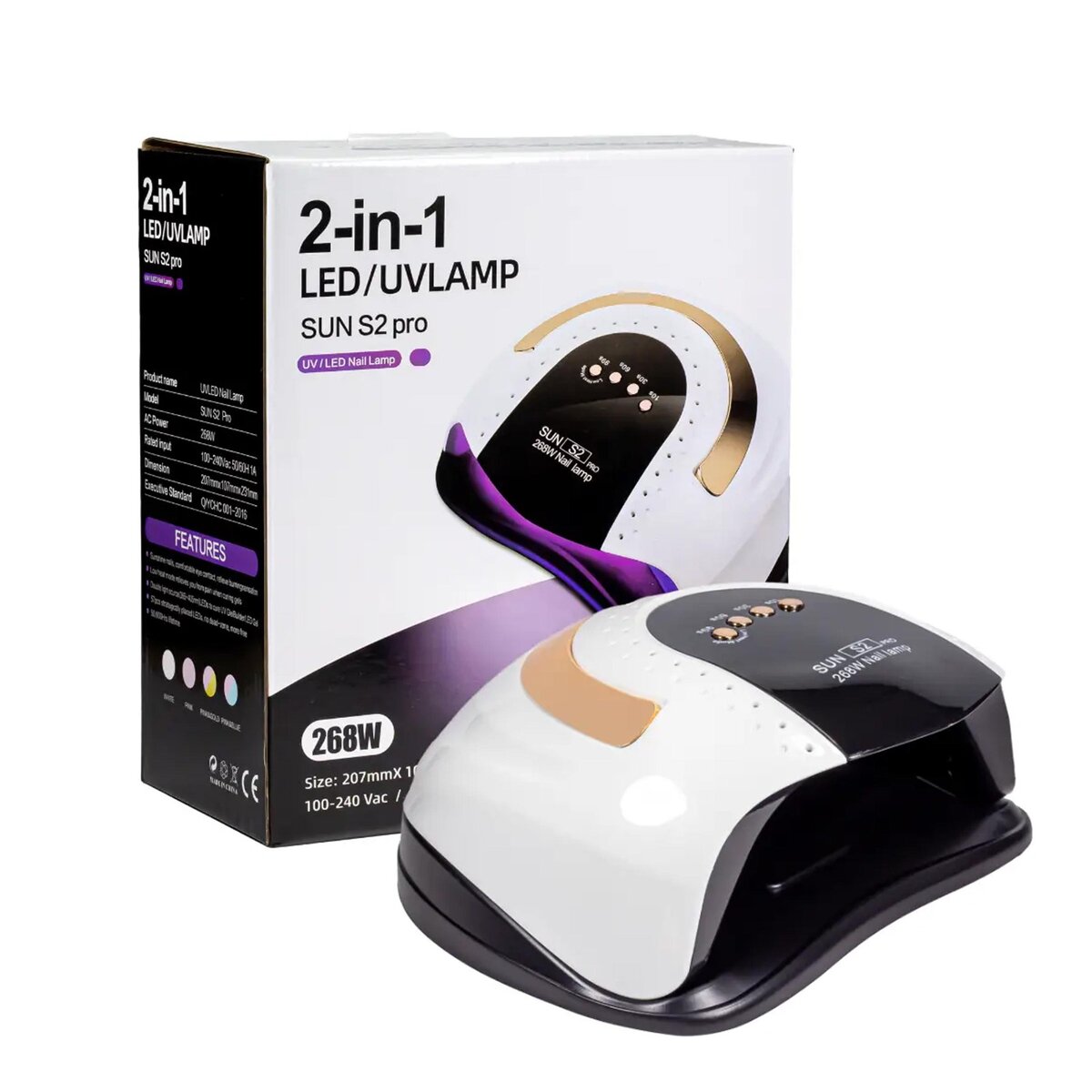 Lampe uv sèche-ongles professionnelle portable 268W