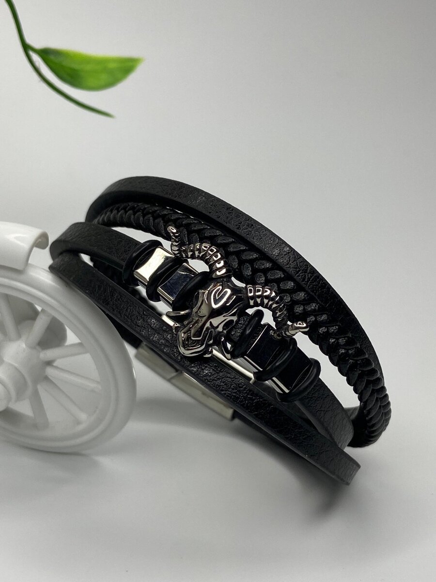 Mens Steel-Leather Bracelets