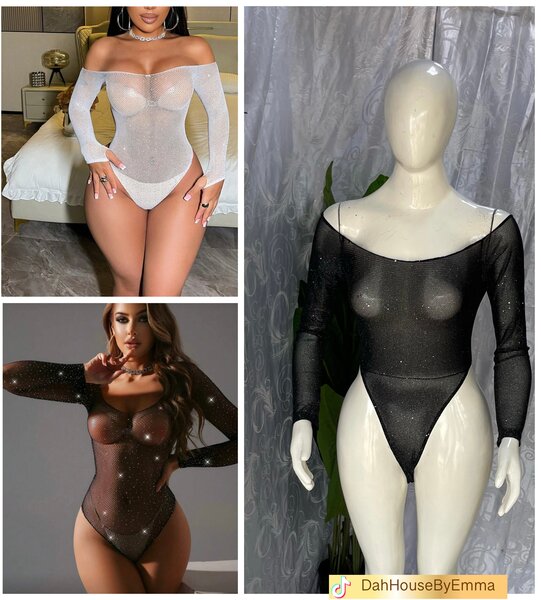Body transparent pailleté femme