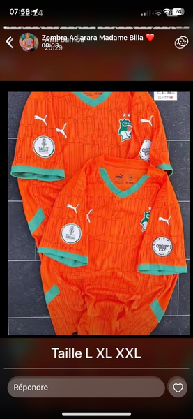 Maillot équipe de football
