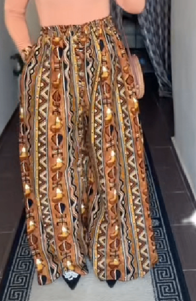 Pantalon large imprimé africain