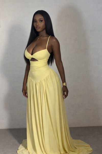 Robe longue élégante jaune