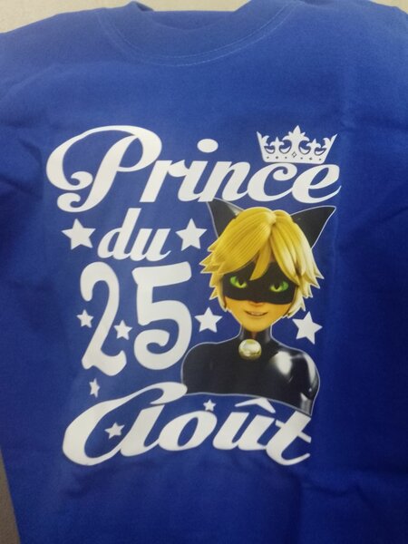 T-shirt bleu enfant Chat Noir