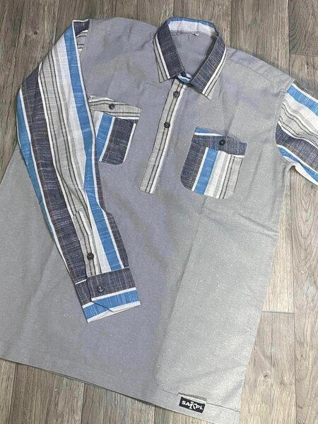 Chemise à manches longues pour hommes, grise, taille M