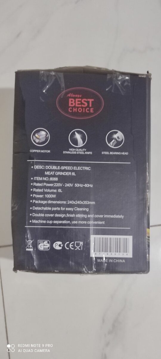 Hachoir électrique 6L double vitesse