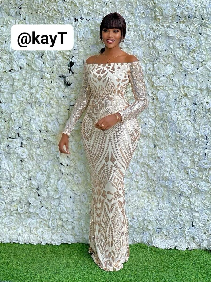 White and Gold Long Dress