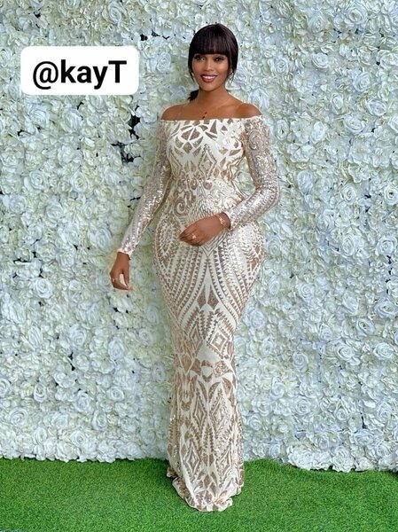 White and Gold Long Dress