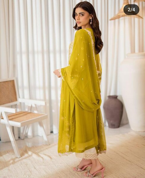 New arrival chiffon embroidery 3 pc unstitch