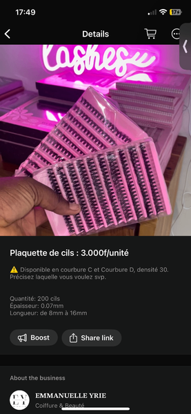 Plaquette de cils