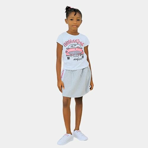 Ensemble Fille Jupe Et T-Shirt Gliterroad - Gris/Blanc - Quimby