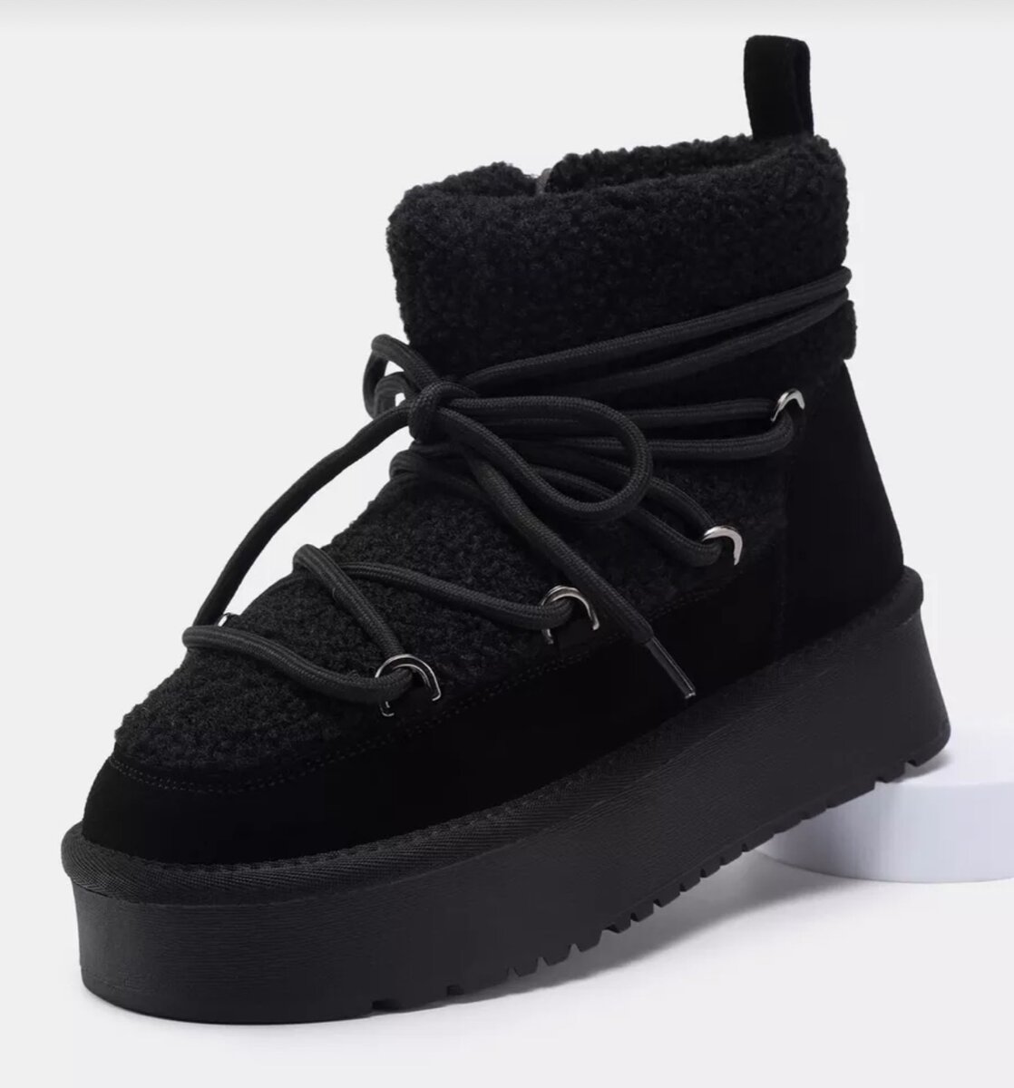 Зимние угги с мехом, черного цвета