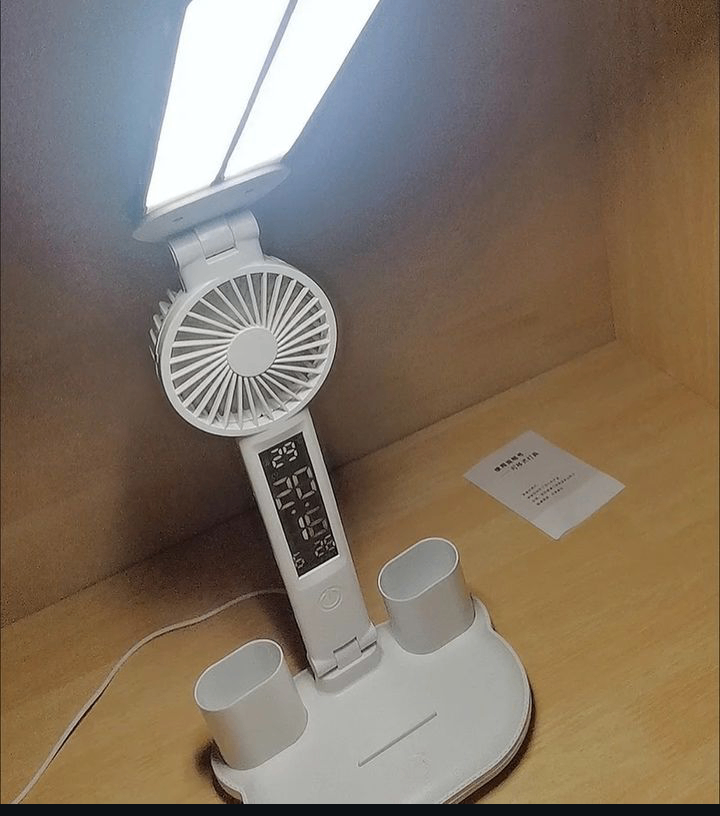 Smart study lamp with fan,pen holder , time and temperature