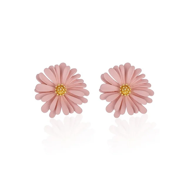 Boucle d'oreille en forme de fleur de tournesol rose