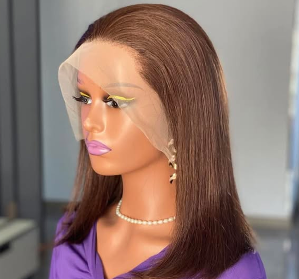 Density Chocalate brown bob lace  frontal human hair wig 