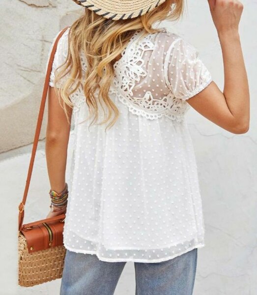 Women's Blouses Short sleeved V Neck Shirt